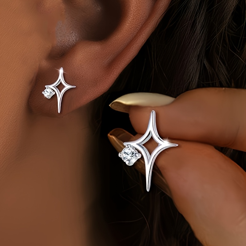 2pcs Women's Fashion Starburst Studs, Light Luxury Style